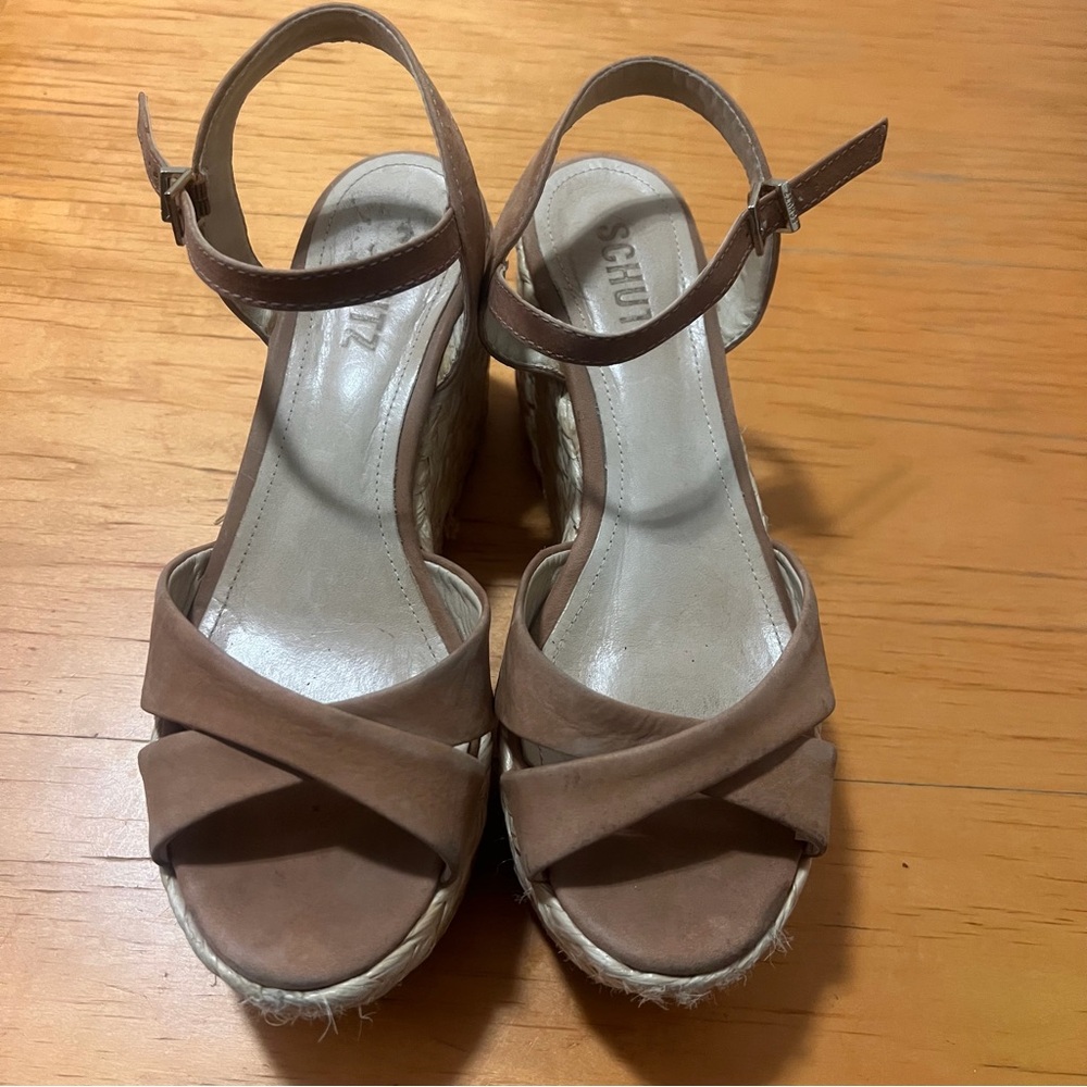 Espadrille Wedge Sandals SCHUTZ  - Taupe Ankle Strap